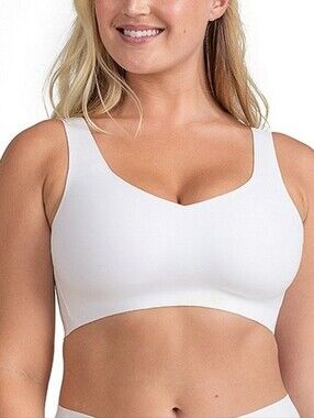 Honeylove V-Neck Bra Wireless White Sz Small